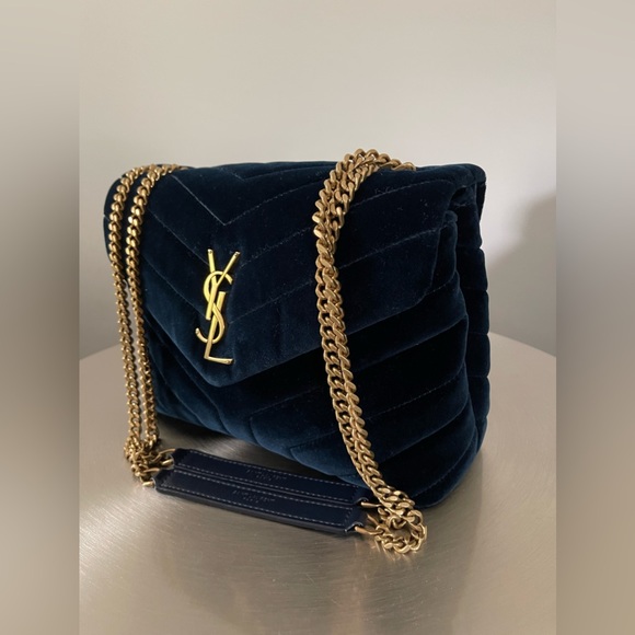 YSL Classic Monogram Envelope Satchel Quilted Shoulder Bag in Blue - Picture 8 of 10
